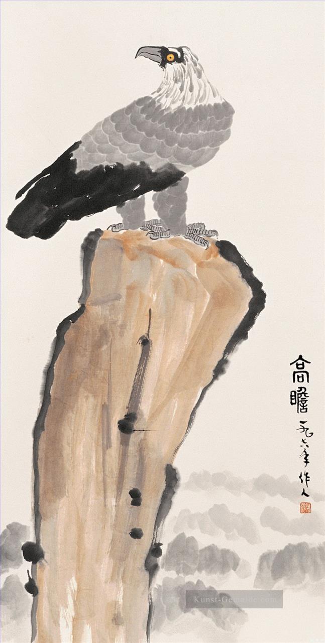Wu zuoren Adler auf Felsen alte China Tinte Ölgemälde